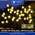 UZBOO 1PC LED Solar Garden Lights Crystal Ball Branch Lamp Ground Mounted Light Garden Decorative Lights Warm Light 8 Lighting Modes Outdoor Lawn Mounted Lights Waterproof Garden Path Holiday Courtyard Decoration. 