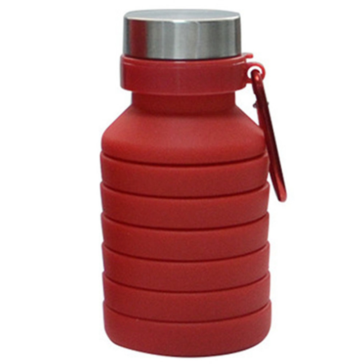550ML Foldable Collapsible Telescopic Silicone Water Bottle Outdoor Water Cups Red