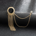 New Fashion Metal Rhinestone Crystal Brooch Men's Suit Shirt Collar Pin Black Tassel Corsage Brooches Jewelry Accessories. 