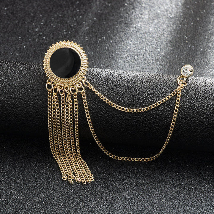 New%20Fashion%20Metal%20Rhinestone%20Crystal%20Brooch%20Men's%20Suit%20Shirt%20Collar%20Pin%20Black%20Tassel%20Corsage%20Brooches%20Jewelry%20Accessories%20-%20Image%205