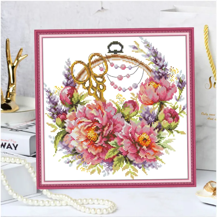 Cross%20Stitch%20Kits%20Flower%20Patterns%20DIY%20Stamped%20Embroidery%20Peonies%20for%20Needlewoman%20Needlepoint%20Craft%20Supplies%20Handmade%20Gifts%20-%20Image%203