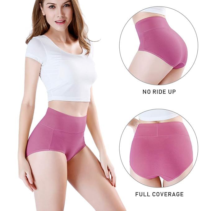 Women Underwear High Waist Cotton Panties Full Coverage Ladies Briefs- 1Pcs - Panty