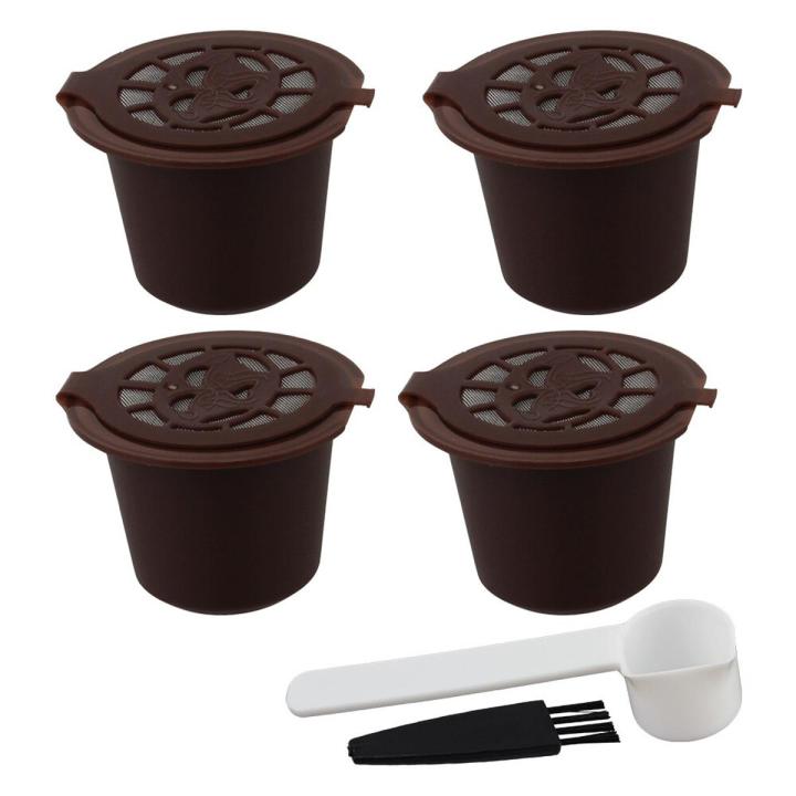 Coffee Filter Coffee Capsules Cup Reu For  4PCS With Spoon Brush