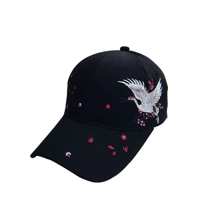 New%20Women's%20Hats%20Chinese%20Style%20Embroidery%20Crane%20Curved%20Brim%20Caps%20Fashion%20Versatile%20Baseball%20Cap%20Spring%20and%20Summer%20Sun%20Hat%20-%20Image%207