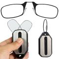 Nose Clip Reading Glasses Men Women Portable Hyperopia Glasses Transparent Eyeglasses Folding Glasses with Keychain +1.0 To +3.0.