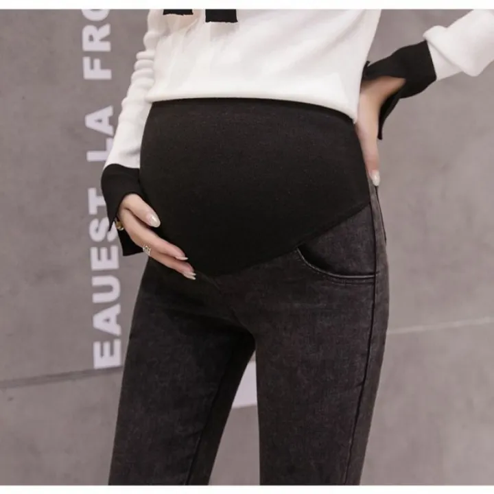 Pregnant%20Women's%20Pants%20Frosted%20Denim%20Skinny%20Pants%20Spring%20and%20Autumn%20Outer%20Wear%20All-Matching%20Base%20Maternity%20Pants%20Spring%20and%20Summer%20Thin%20Slim%20Fit%20Slimming%20-%20Image%202