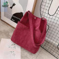 Trendy Top Handle With Outside Pocket Maroon Color Corduroy Tote Bag Shopping Bag/College/University Bag,Tote Bag.