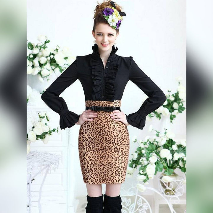 high neck ruffle shirt