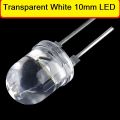 100Pcs - Transparent 10mm WHITE LED Light 10mm LED Light WHITE Light Bulbs 10mm Round LED Light Emitting Diode 10mm WHITE LED For Indicator Light LED 10mm Transparent WHITE LED. 