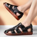 High Quality Men  Leather Sandals Breathable Comfortable Summer Shoes Fashion Flat Male Sandals Leather Men Casual Shoes. 