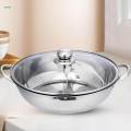 Shabu Shabu Hot Pot with Handles Clear Lids Tabletop Two Meal Pot Mandarin Duck Pot for Travel 36cm.