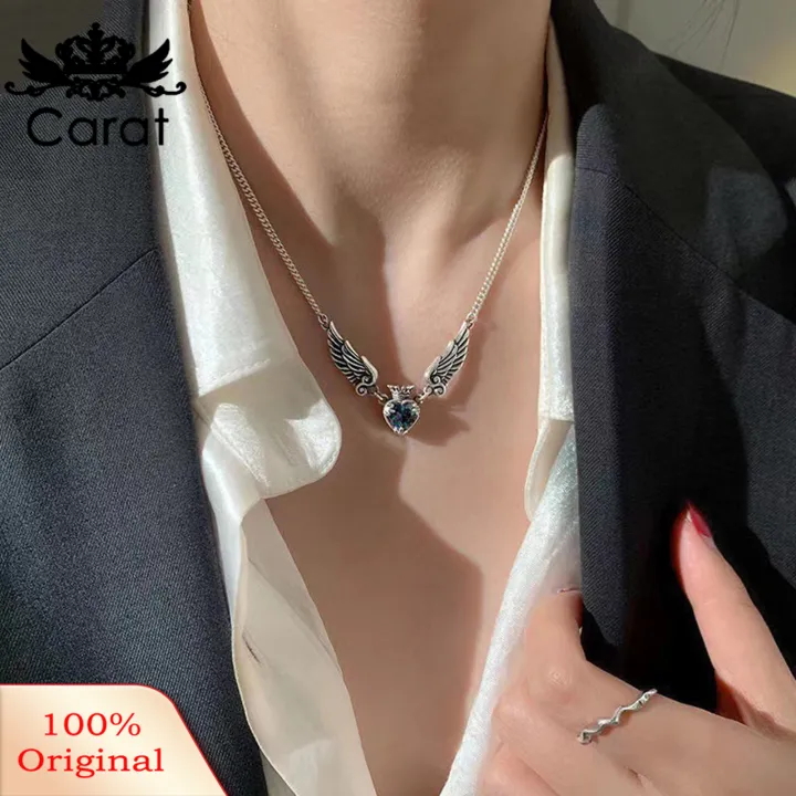Carat%20Pendant%20Necklace%20Vintage%20Heart%20Pendant%20Geometric%20Electroplating%20Faux%20Crystal%20Daily%20Wear%20Hypoallergenic%20Angel%20Wings%20Pendant%20Necklace%20Fashion%20Jewelry%20-%20Image%203