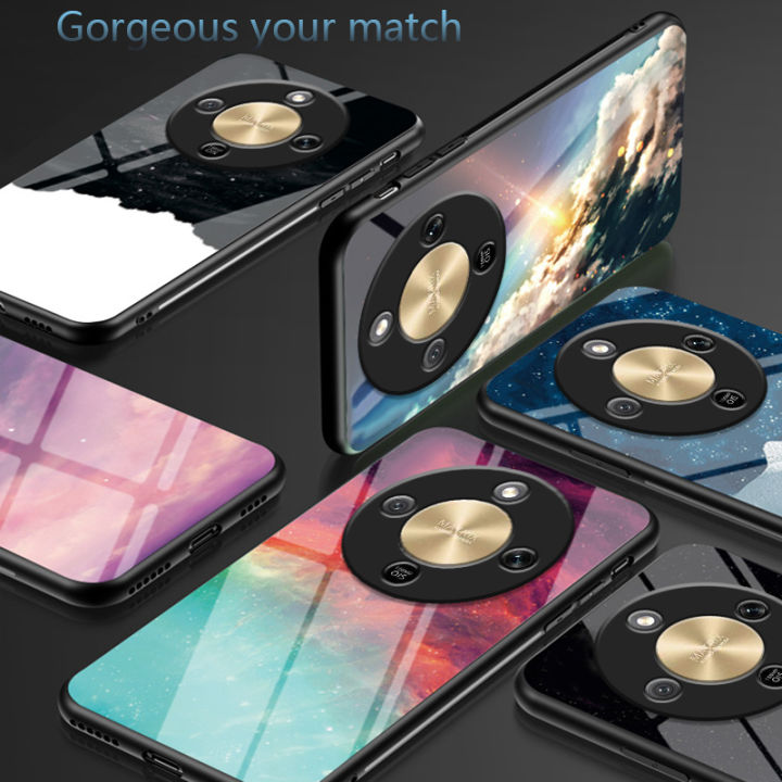 Biruiqu%20For%20Honor%20X9D%20Starry%20Colorful%20Tempered%20Glass%20Back%20Soft%20Silicone%20Edge%20Case%20Cover%20-%20Image%206