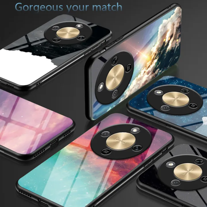 Biruiqu%20For%20Honor%20X9D%20Starry%20Colorful%20Tempered%20Glass%20Back%20Soft%20Silicone%20Edge%20Case%20Cover%20-%20Image%206