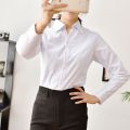 Spring and Summer New Women's White Shirt Twill Short-Sleeved Business Wear Tooling Waist-Tight Cotton OfficeolLong Sleeve Interview Formal Wear. 