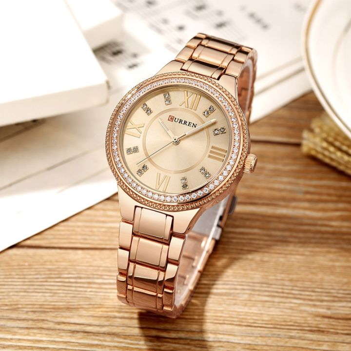 CURREN%209004%20Brand%20Luxury%20Women's%20Casual%20Watches%20Waterproof%20Wristwatch%20Women%20Fashion%20Dress%20Rhinestone%20Stainless%20Steel%20Ladies%20Rosegold%20&%20White%20Watch%20-%20%E0%A6%98%E0%A6%A1%E0%A6%BC%E0%A6%BF%20-%20Image%204