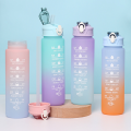 700ml Sports water Bottle High Temperature Resistant Graduated Straw Cup Rainbow Frosted Progressive Color Water Cup Plastic Cup. 