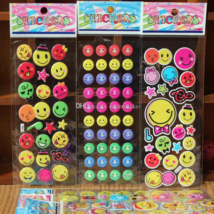 1 Pkt Sticker Smiley Face Self-Adhesive PVC Label for School Teacher Rewards Kids Toys for Children