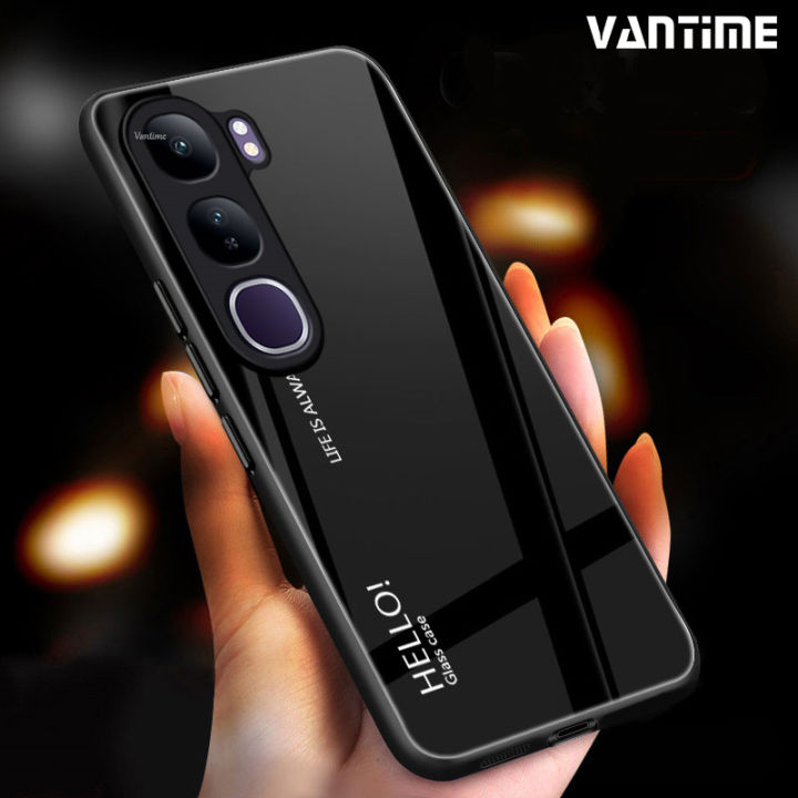 Vantime for vivo V40 Lite 4G Case Gradient Phone Back Hard Glass Cover