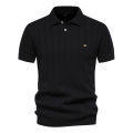 2024 New Summer Ribbed Knit Polo Shirt for Men Breathable and Cool Brand Quality Mens Textured Polo Shirts.