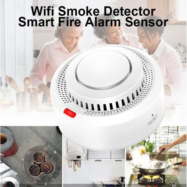 Tuya Wifi Smoke Detector Sensor Wireless Fire Security Protection Alarm ...