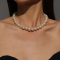 Statement Vintage Fresh Water Pearl Beaded Necklace Large Faux Pearl Choker Necklace For Women Party. 