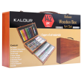 KALOUR  Drawing Stationery 142 Pieces Wooden Box Children's Painting Set Oil Pastel Crayons Pencil Set Art Supplies. 