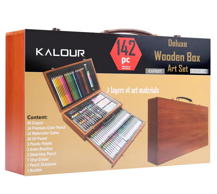 KALOUR%20%20Drawing%20Stationery%20142%20Pieces%20Wooden%20Box%20Children's%20Painting%20Set%20Oil%20Pastel%20Crayons%20Pencil%20Set%20Art%20Supplies%20-%20Image%202