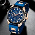 LIGE Mens Watches Brand Luxury Silicone Strap Waterproof Sport Quartz Watch Men Chronograph Clock.