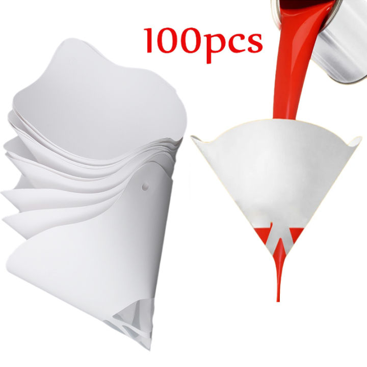 【Trending Now】 Paint Filter Paper 10x19 cm 100 Microns Car Paint Spray Mesh Paper Filter Funnel Strainer Disposable Conical Straining Funnel