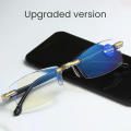 Floor mounted stalls Frameless smart glasses Trendy Ultra light Intelligent zoom Edge cut glasses Edge cut New design Blue light blocking glasses for Office use Reading glasses Computer glasses.