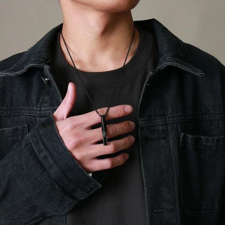 Simple Vertical Bar Pendant Necklaces for Men