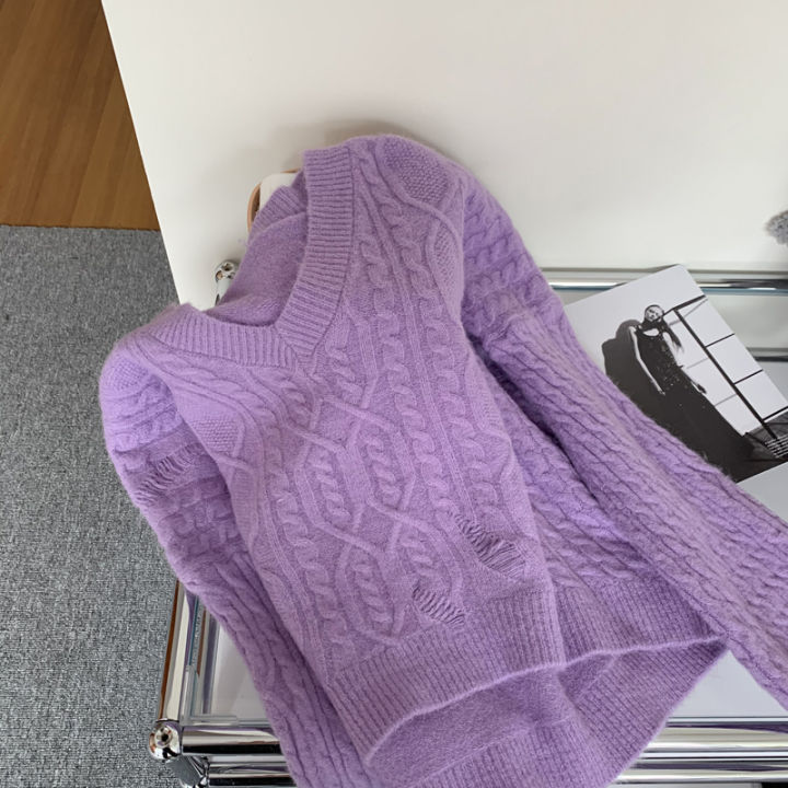 IELGY%20Loose%20White%20Sweater%20Short%20Pullover%20Knitted%20Outer%20wear%20Top%20Women's%20clothes%20V-neck%20-%20Image%207