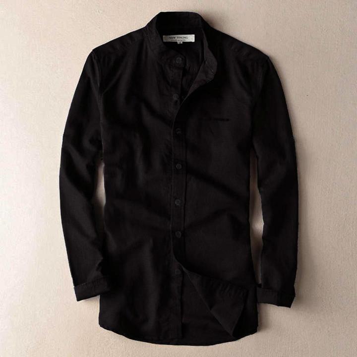 Slim Fit Blank Cotton Long Sleeve Shirt For Men