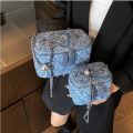 New Fashion Flora Demin Box Shaped Adjustable Chain Crossbody Square Bag Women Girl Shoulder Bagall Flap Bag.