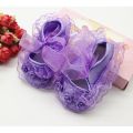 Baby Girls Shoes Purple Flower Design Soft Lace Ribbon for (0 Month -1  Year). 