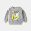 Children's sweatshirt 2021 new boys' digging truck printed sweatshirt baby pullover sports top tide one piece dropshipping.