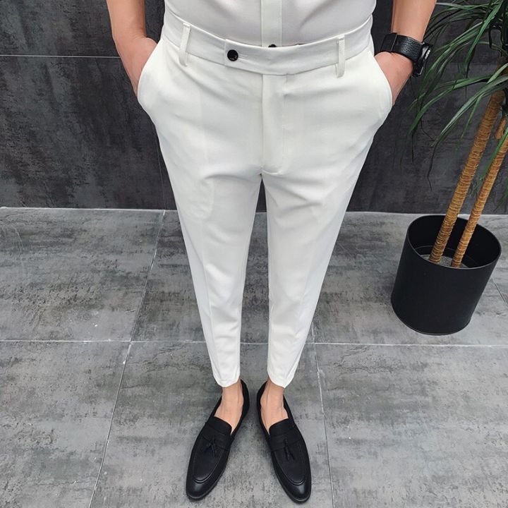 2022%20Korean%20Style%20Ankle%20Length%20Spring%20Summer%20Men%20Dress%20Pants%20Stretched%20ple%20Slim%20Fit%20Casual%20Office%20Trousers%20Formal%20Wear%20Hot%20-%20Image%205