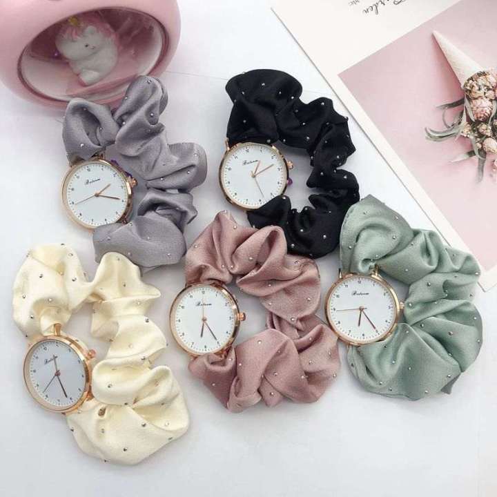 Fashionable%20Scranchies%20Stone%20Watch%20For%20Women%20/%20Silk%20Belt'S%20Modern%20Wrist%20Watch%20For%20Girls%20-%20Image%206