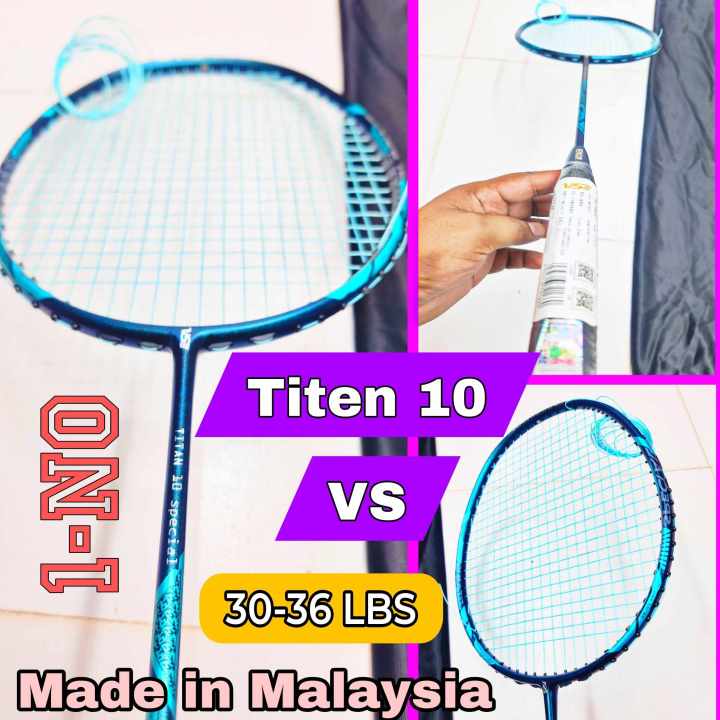 VS Titen 10 Racket High Tension Racket Powerful Carbon Fiver - Fully Complete 32lbs - Max 36 lbs