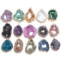 （New）1 Pc Natural Agate tone Pendant Irregular Druzy Geode Agate tone Charm for Jewelry Making Necklace Bracelet Gift. 