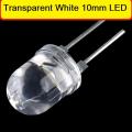 10Pcs- 10mm WHITE Clear Transparent White 10mm LED Super Bright LED Lamp Wide Angle Electronics Components Indicator Flash LED Light Bulbs Emitting Diodes.