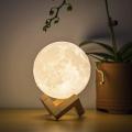Auoyo Moon Lamp Light Rechargeable 3D Printing 8/15cm Moon Night Light with Stand Touch Switch 7 Multicolor Moon Table Lamp. 