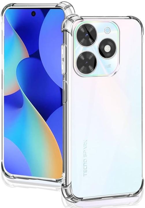 For Tecno Spark GO 2024 Rock Transparent Shockproof TPU+PC Anti-Fall Slim Case Phone Back Cover