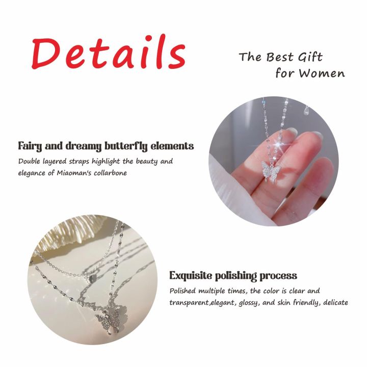 Korean%20Shiny%20Double%20Layer%20Butterfly%20Necklace%20for%20Women,%20Rhinestone%20Clavicle%20Chain,%20Elegant%20Wedding%20Jewelry%20-%20Image%206