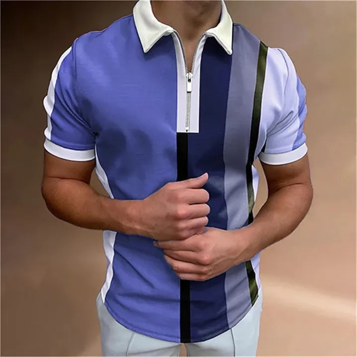 Men's%20Tops%20Polo%20Golf%20Men's%20King%20Print%20T%20Shirt%20High%20Quality%20Turndown%20Short%20Sleeve%20Zipper%20Pullover%20Original%20Golf%20Wear%20Men%20Clothing%20-%20Image%205