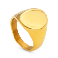 Chris April 316L stainless steel PVD chunky gold rings women plated oval signet ring.