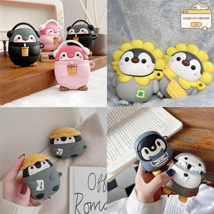 Cartoon Cute Penguin Silicone Earphone Cases For apple Airpods 1 2 3 Pro Case Cover for AirPods Pro 2 Bluetooth Headset Box Daraz .bd