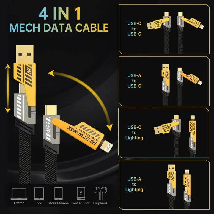 Multifunctional%20Mecha%204%20in%201%20Fast%20Charging%2065watt%20PD%20Cable%20with%20Data%20Transfer%20for%20iPhone,%20Samsung%20and%20Others%20-%20Image%206