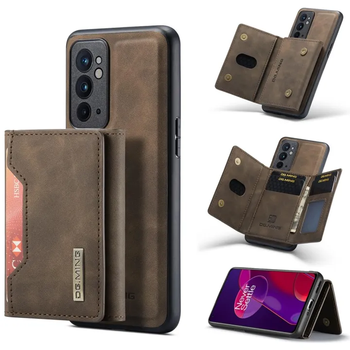 For OnePlus 9RT 5G DG.MING M2 Series 3-Fold Multi Card Bag + Magnetic Back Cover Case